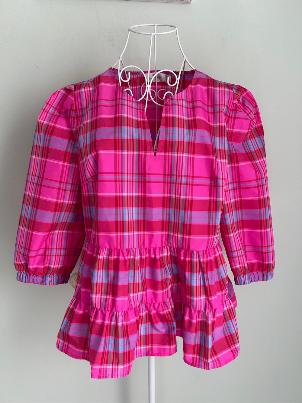 Vineyard Vines Hot Pink Plaid Top